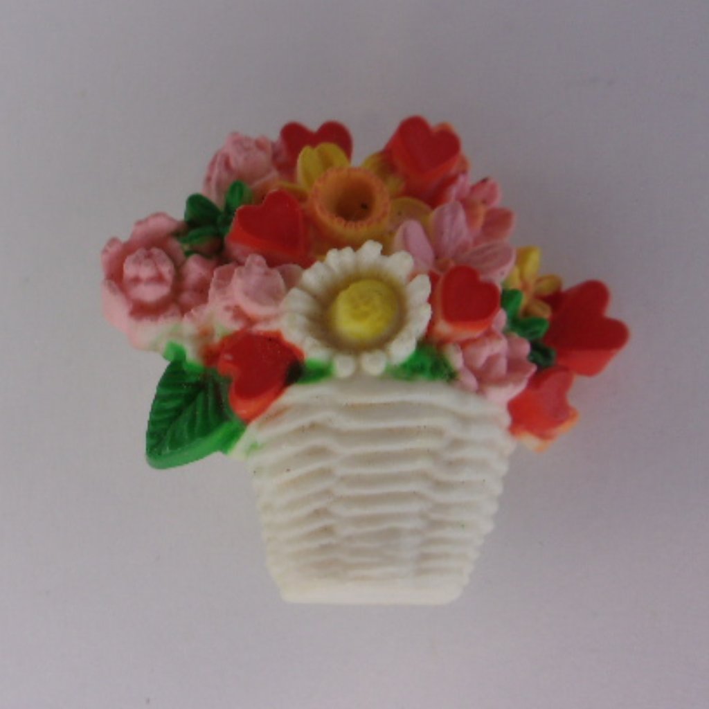 Hallmark Valentine Flower Basket Plastic Pin